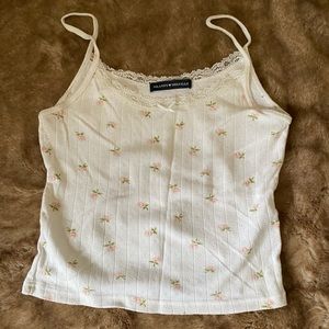 Brandy Melville white flower tank crop top